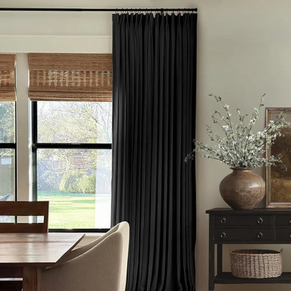 Linen Blackout Curtains, Pinch Pleat Drapes, Room Darkening Thermal Insulated for Living Room (Pack of 2 pcs)