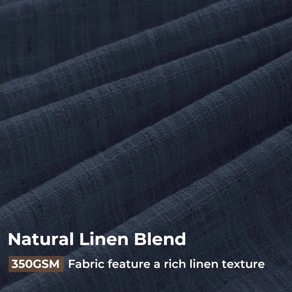 Linen Blackout Curtains, Pinch Pleat Drapes, Room Darkening Thermal Insulated for Living Room (Pack of 2 pcs)