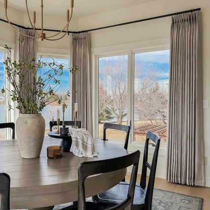 Burlywood Birch Light Filtering Linen Curtains – Pleated Drapes, Pinch Pleat & Grommet 2-in-1, 30% Linen, Includes Rings & Hooks