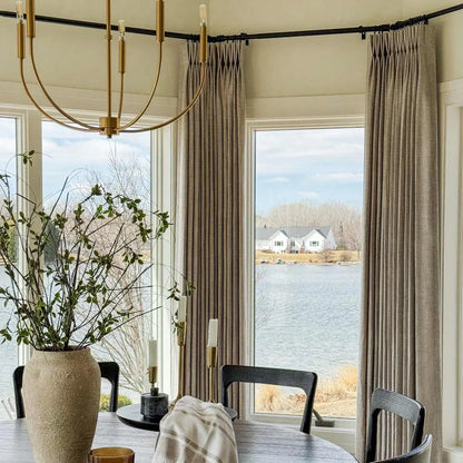 Burlywood Birch Light Filtering Linen Curtains – Pleated Drapes, Pinch Pleat & Grommet 2-in-1, 30% Linen, Includes Rings & Hooks