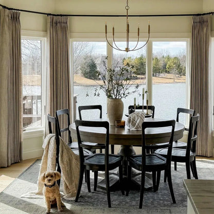 Burlywood Birch Light Filtering Linen Curtains – Pleated Drapes, Pinch Pleat & Grommet 2-in-1, 30% Linen, Includes Rings & Hooks