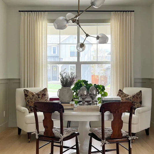 Linen Curtains for Living Room, Pinch Pleated Light Filtering Drapes (Pack of 2)