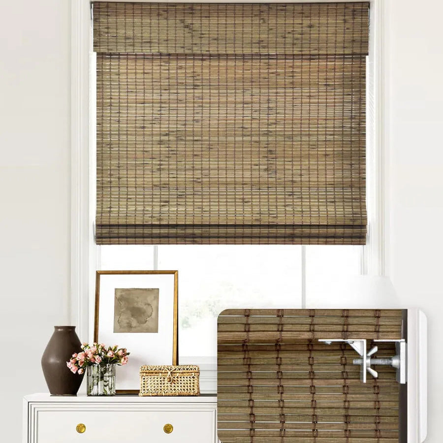 MorraHome No Drill Cordless Bamboo Woven Roman Shades