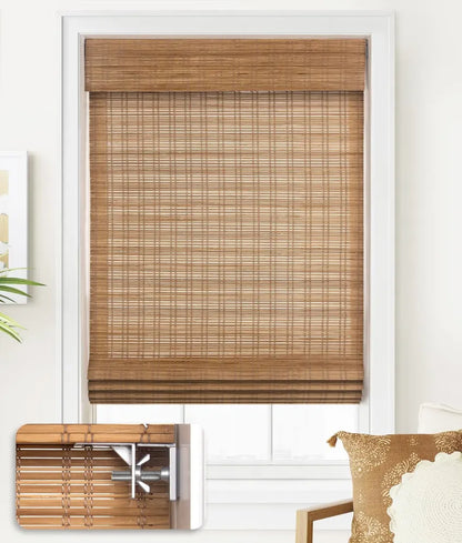 MorraHome No Drill Cordless Bamboo Woven Roman Shades