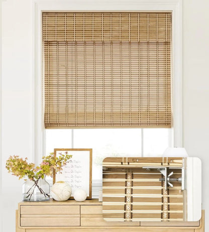 No-Drill Cordless Bamboo Woven Roman Shades YHF-05-3-N, modern bamboo shades with easy installation
