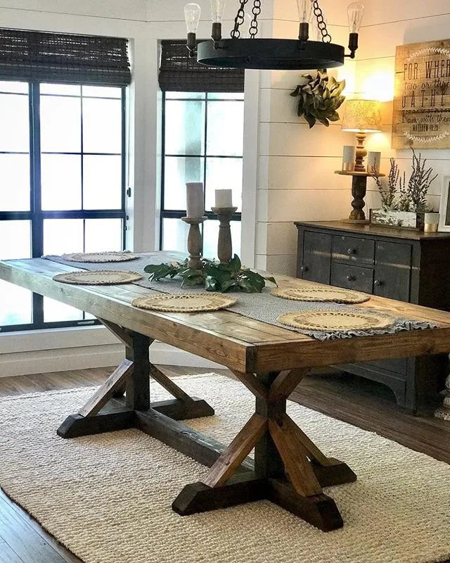 Eco-friendly No-Drill Cordless Brown Bamboo Roman Shades in dining room, providing privacy and modern style