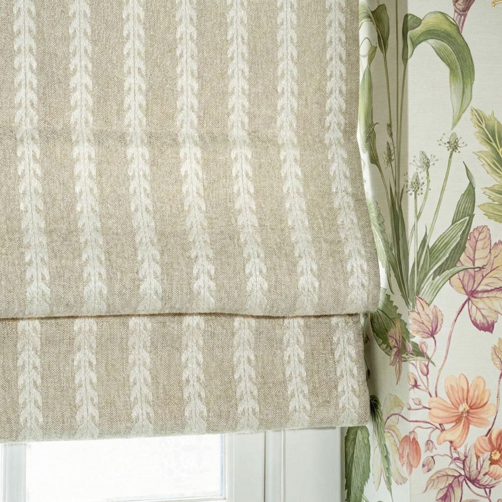 Oatmeal Wheat Stripe Wool-Blend Roman Shade