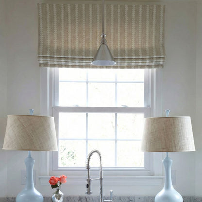 Oatmeal Wheat Stripe Wool-Blend Roman Shade