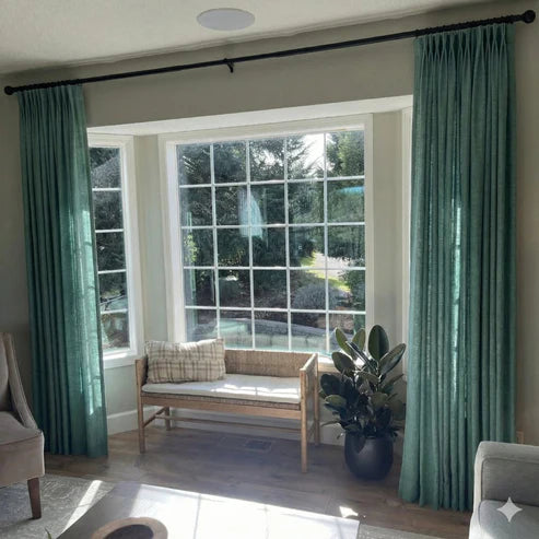 Luxurious Peacock linen blackout curtains with premium light blocking