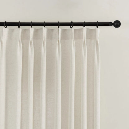Linen Curtains, Pinch Pleated Drapes for Living Room & Bedroom (Pack of 2)