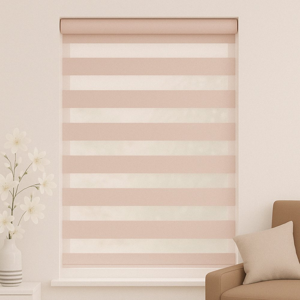 MorraHome Cordless Light Filtering Zebra Blinds for Windows - MorraHome