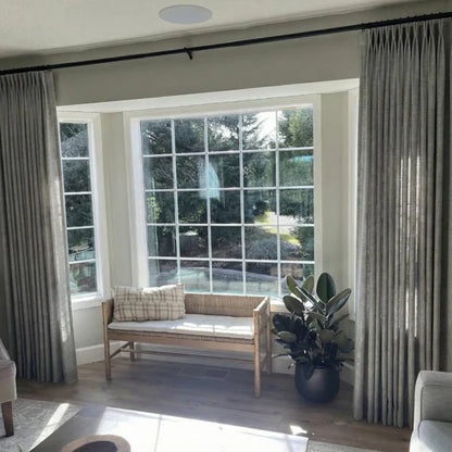 Custom Pure Cashmere Light Gray pinch pleat linen curtains for a soft look