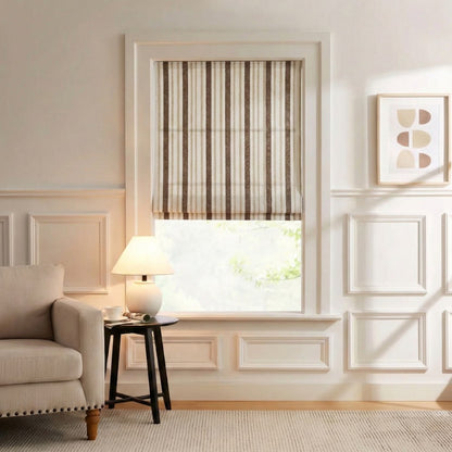 Earth Tone Heritage Stripe Custom Wool-Blend Roman Shade