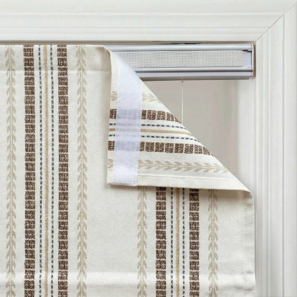 Custom Wool Blend Striped Roman Shades - The Artisan Vine Collection
