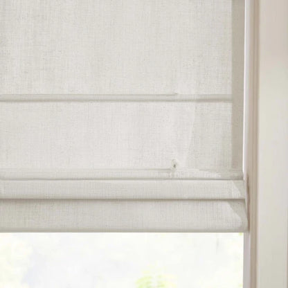 Rowan 30% Natural Linen Roman Shades | Motorized & Cordless Smart Lift