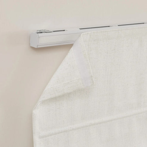 Rowan 30% Natural Linen Roman Shades | Motorized & Cordless Smart Lift