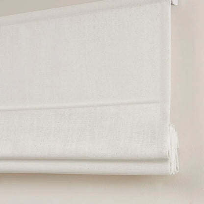 Rowan 30% Natural Linen Roman Shades | Motorized & Cordless Smart Lift
