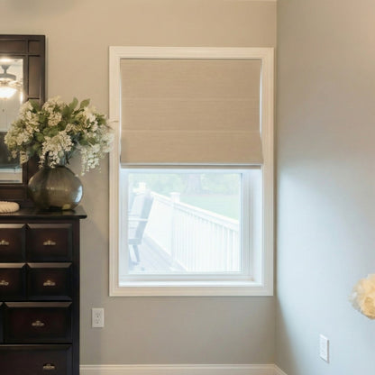 Rowan 30% Natural Linen Roman Shades | Motorized & Cordless Smart Lift