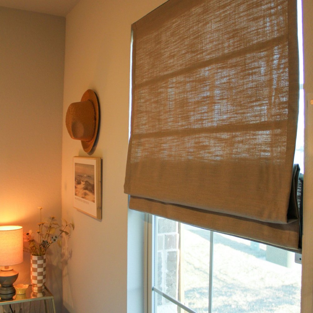 Rowan 30% Natural Linen Roman Shades | Motorized & Cordless Smart Lift