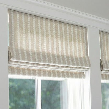 Oatmeal Wheat Stripe Wool-Blend Roman Shade