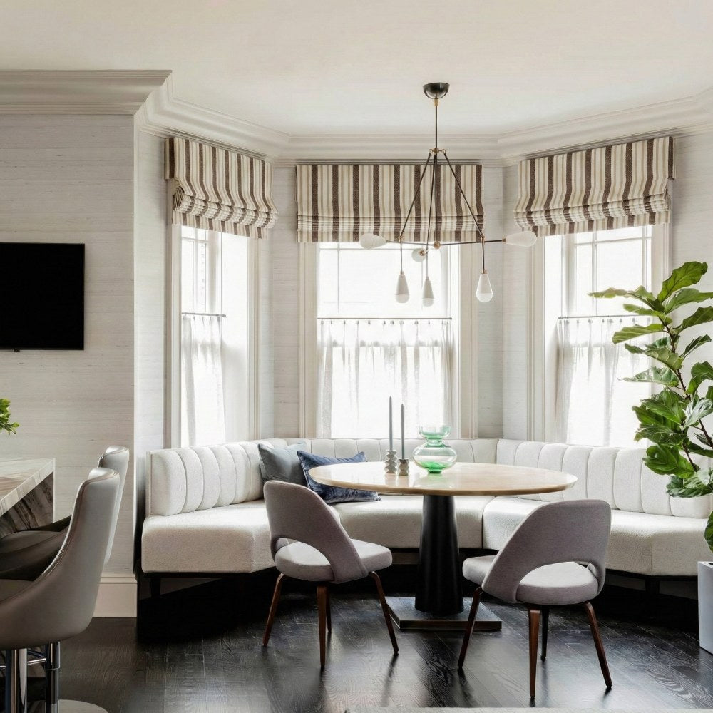 Earth Tone Heritage Stripe Custom Wool-Blend Roman Shade