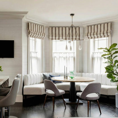 Earth Tone Heritage Stripe Custom Wool-Blend Roman Shade