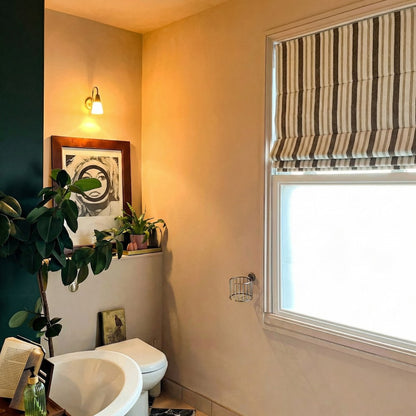 Earth Tone Heritage Stripe Custom Wool-Blend Roman Shade