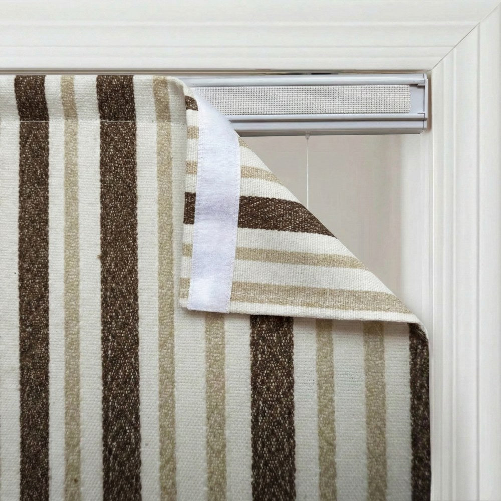 Earth Tone Heritage Stripe Custom Wool-Blend Roman Shade