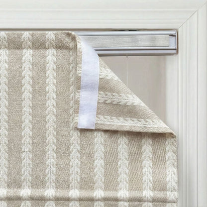 Oatmeal Wheat Stripe Wool-Blend Roman Shade