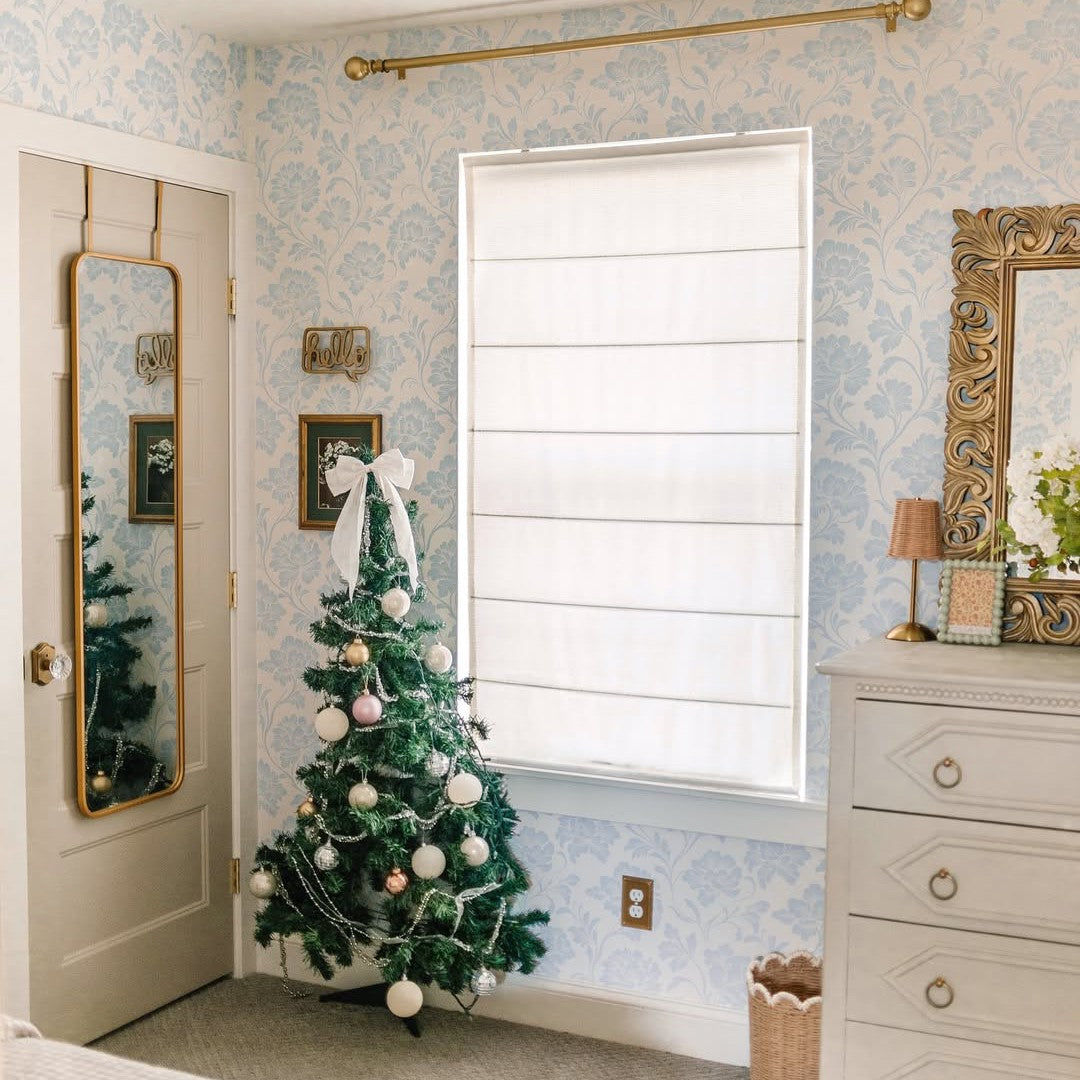 Harper Custom Linen Roman Shades, Motorized & Cordless Options